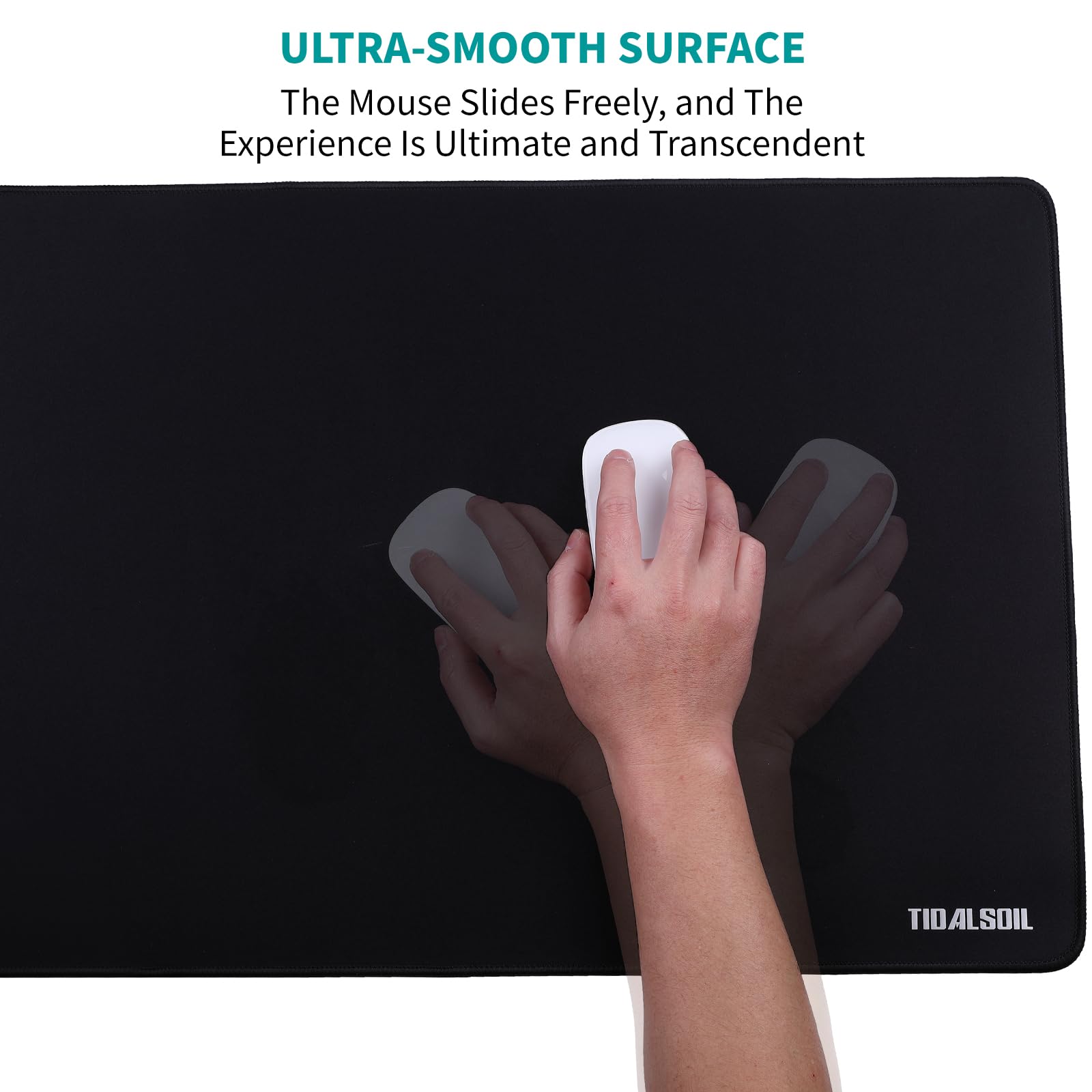 TIDALSOIL Large Gaming Mouse Pad 90 x 40 cm – Oversized Extended Desk Pad with Non-Slip Base, Stitched Edges Mousepad, Smooth Surface for Keyboard, Mouse, Office, Gaming and Work