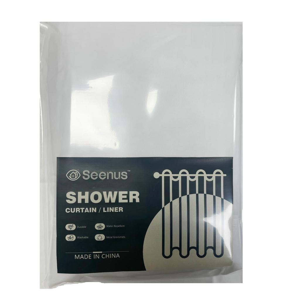 Seenus 72 x 78 inch Extra Long Fabric Shower Curtain Liner with 3 Large Magnets, Waterproof Cloth Shower Liner Washable Hotel Quality, White Shower Curtain Long for Bathroom