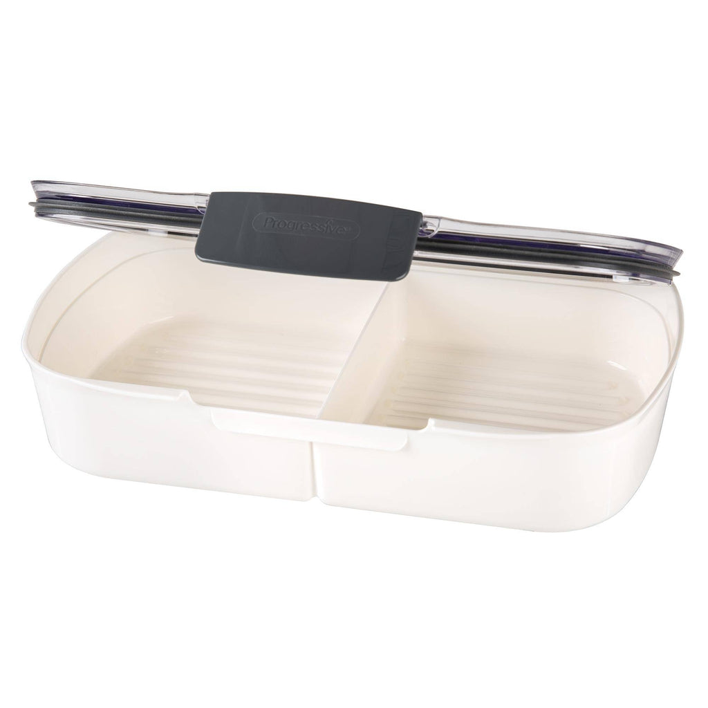 Prepworks Split Deli ProKeeper Air Tight Silicone Sealed Food Storage Container with Clear Dry Erase Compatible Lid, 11.75 Inches Long