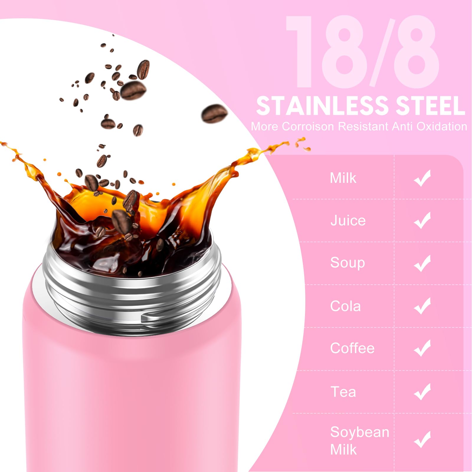 SLUXKE 18/8 Stainless Steel Water Bottle with Straw, 24oz Insulated Vacuum Drinking Bottle BPA Free, Perfect for Hot or Cold Drinks, 24oz LeakProof Insulated Water Jug for Camping, Gym, Work