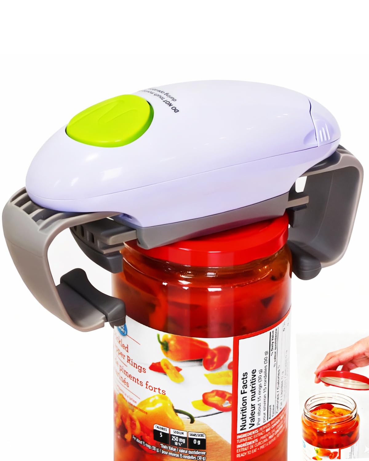 Electric Jar Opener for Arthritis Hands, Automatic One Touch Glass Jar Opener for Seniors, Battery Powered Jar Opener for Weak Hands, Powerful Kitchen Gaget Suitable for Different Sizes of Jars