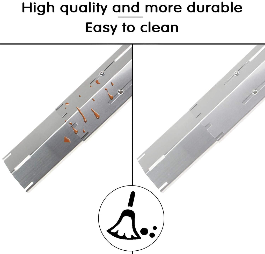Hisencn Universal Heat Plate Shield, Adjustable from 11.75" to 21" Stainless Steel Flavorizer Bar, Burner Cover, Flame Tamer Heat Tent for Charbroil, Brinkmann,Dynaglo, Uniflame Gas Grill, 3 Pack