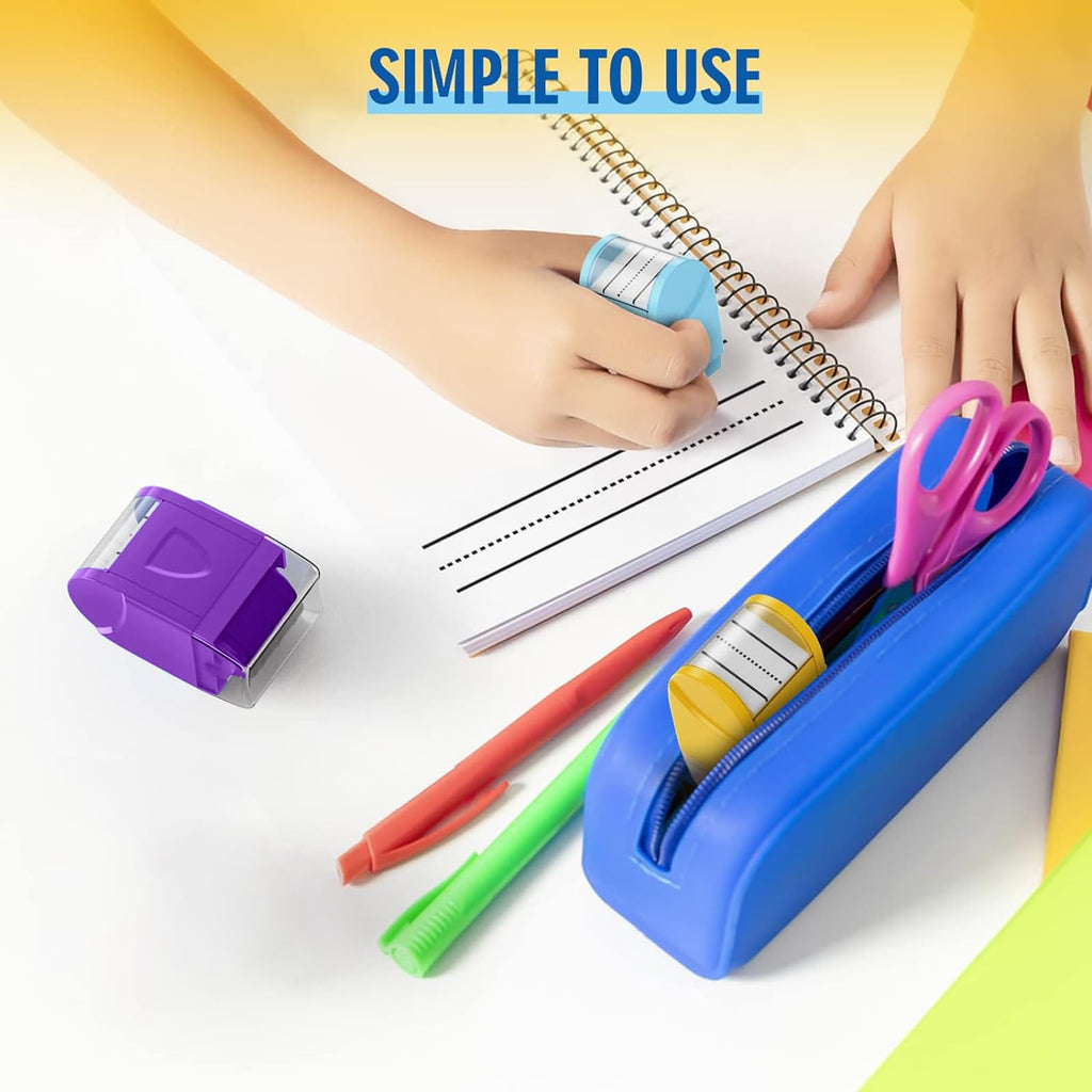 Feishiong 3pcs Handwriting Lines Roller Stamp,Self Inking Dashed Line Rolling Stamp Handwriting Lines Practice Roller Stamp for Teachers Students Adults Home Office Supplies