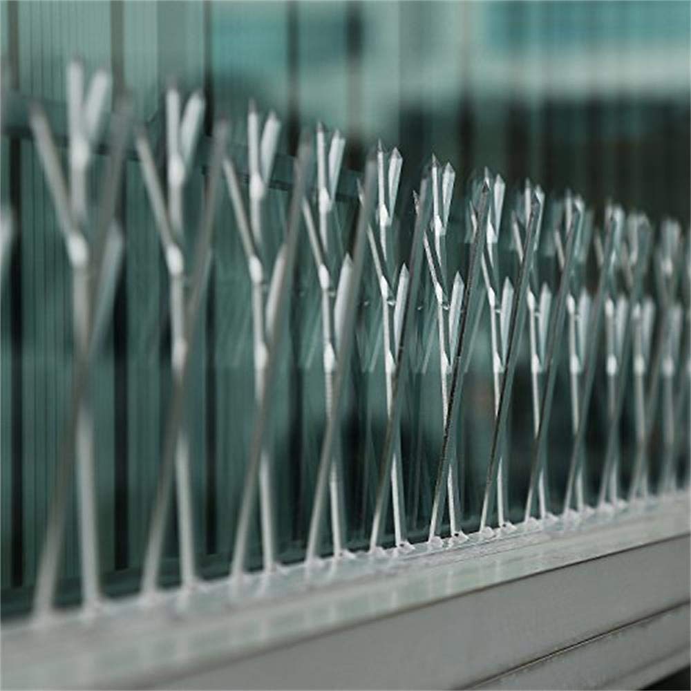 ASPECTEK Polycarbonate Bird Spikes with Adhesive Glue for Ledges and Surfaces, 10-Foot Kit