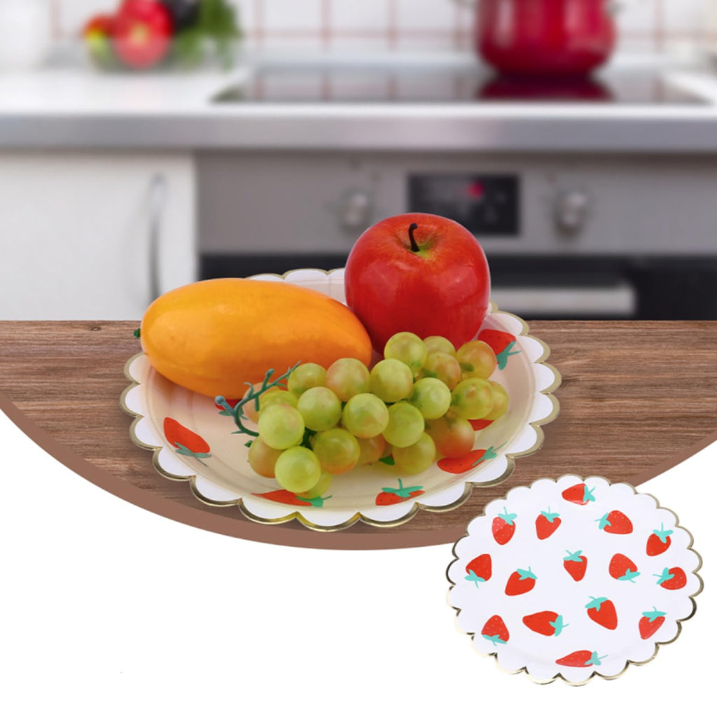Strawberry Birthday Party Disposable Tableware Set with Plates, Napkins and Banners for Fruit Party, Picnic, Wedding, Baby Shower, 20 Guests (Strawberry 1#)