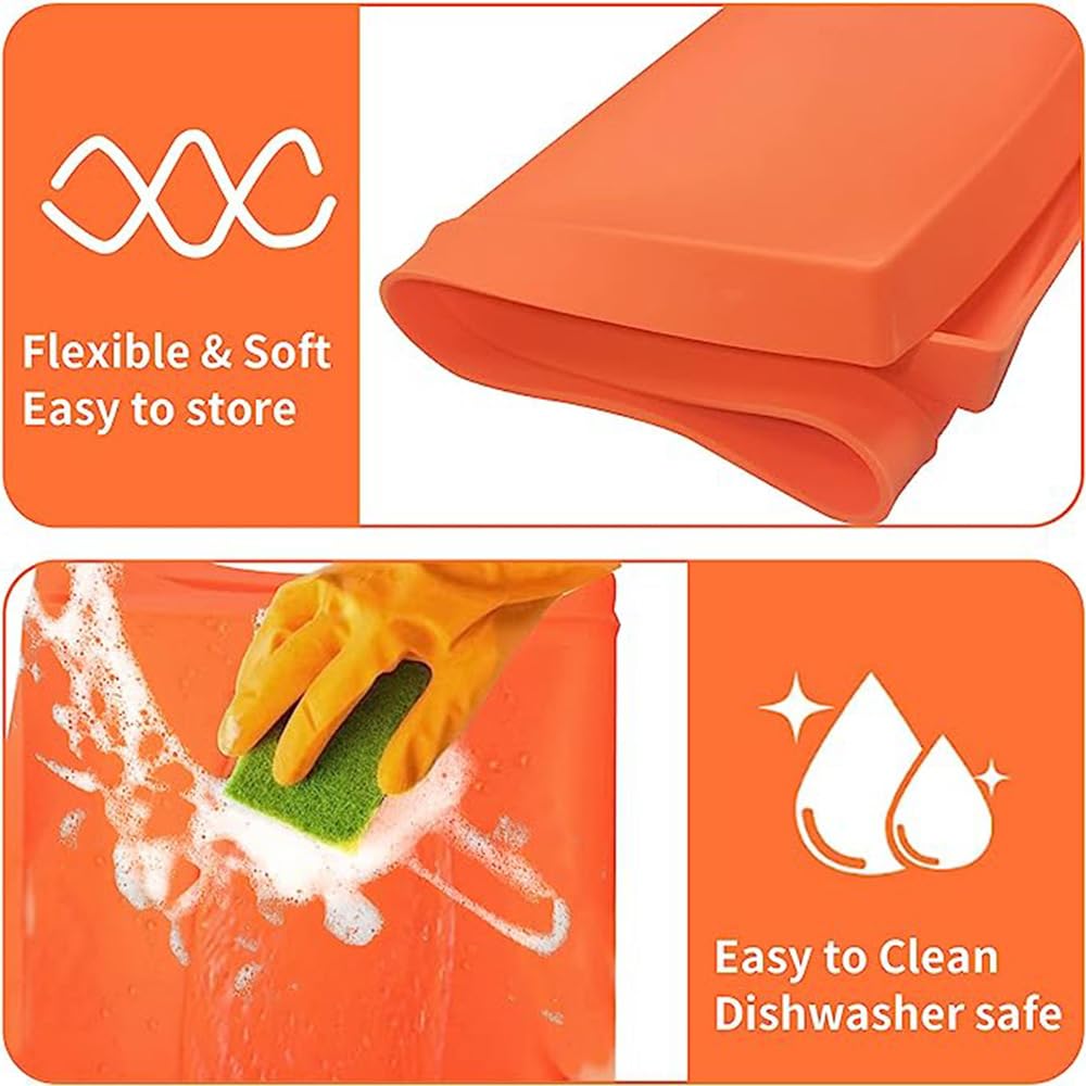 Griddle Cover,Silicone Griddle Mat,28 inch Heavy Duty Food Grade Grill for Blackstone,Keep Surface Clean,High-Wall Design (Orange)
