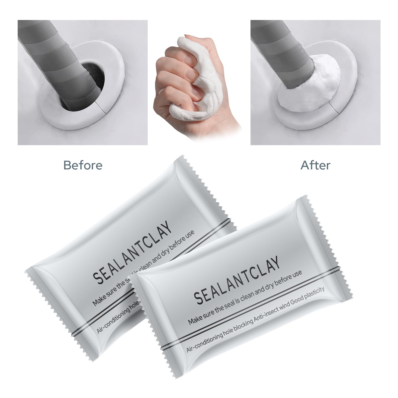 6PCS Super Diamond Mud Seal,New Type Waterproof Sealant Mastic, Waterproof Repair Sealing Clay, Quick Wall Mending Mud for Drain Connection, for Holes and Gaps Wall Filler Air Conditioning Hole