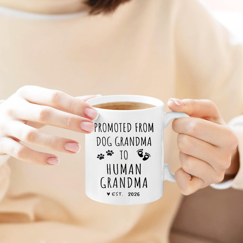 Promoted from Dog Grandparents to Human Grandparents 2026 Coffee Mug, Pregnancy Announcement, New Grandpa and Grandma Gift, Baby Announcement Coffee Mugs