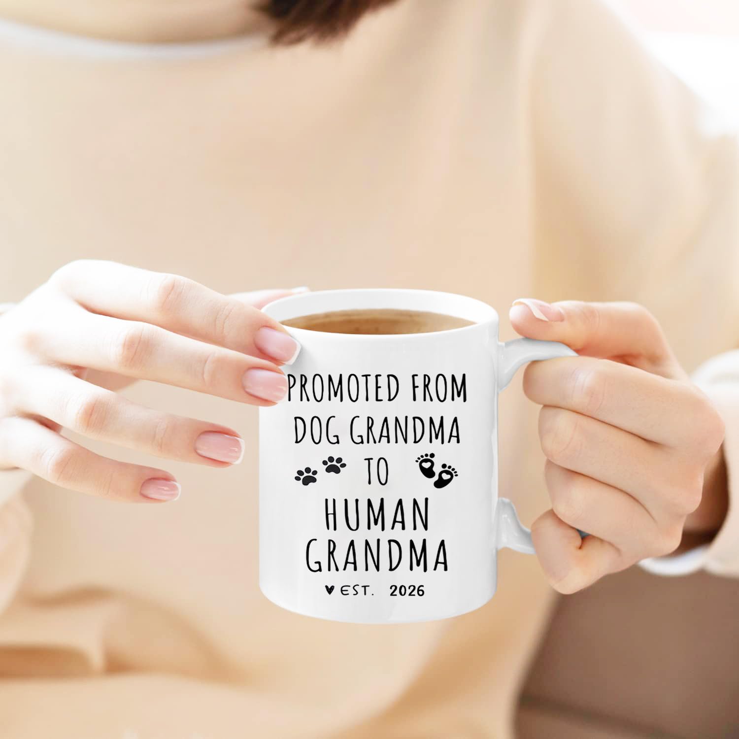 Promoted from Dog Grandparents to Human Grandparents 2026 Coffee Mug, Pregnancy Announcement, New Grandpa and Grandma Gift, Baby Announcement Coffee Mugs