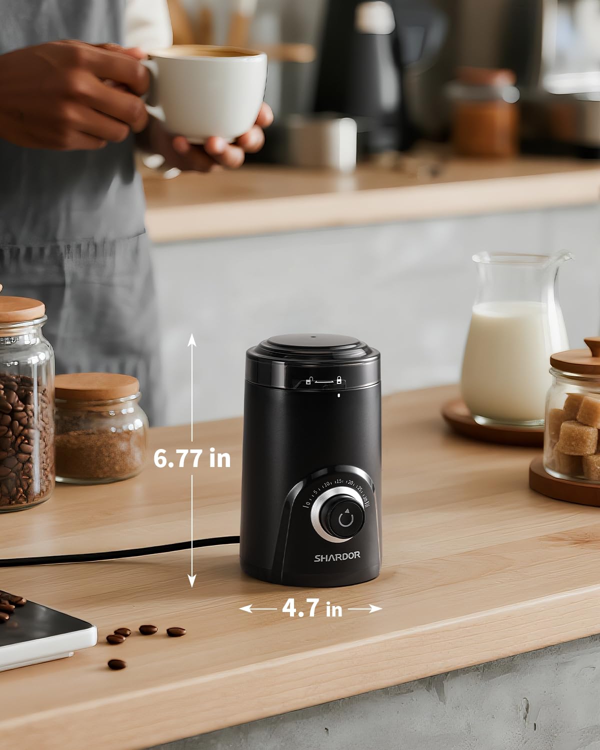 SHARDOR Super Silent Blade Coffee Grinder Electric, Timed Grind Control Rotary Knob, Adjustable Coarse to Fine for Coffee Beans, Spices & Herbs, Black