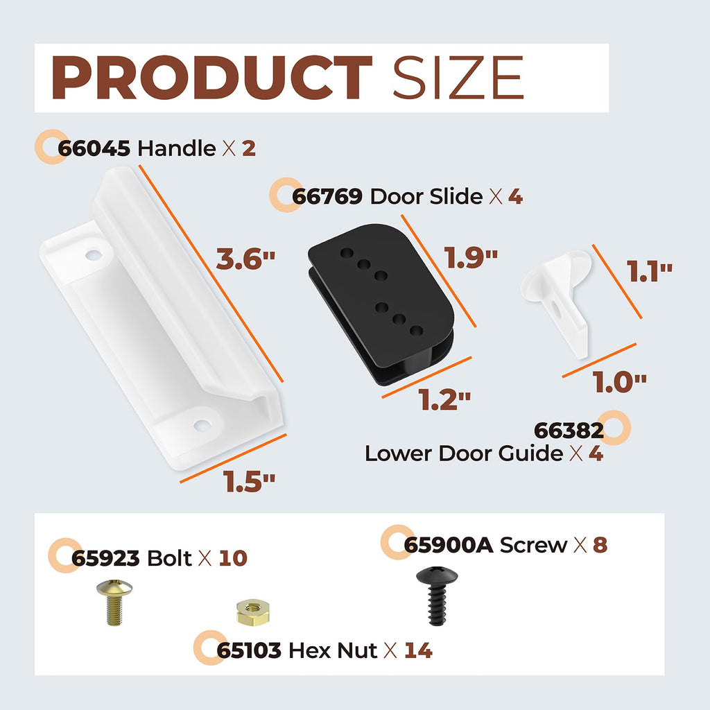 Xinafan DK100-A Door TuneUp Kit Compatible with Arrow Storage, Outdoor Slider Door Handle Replacement Parts for Shed Sliding Doors, Door Hardware Kit for Arrow Warehouse, White Handle