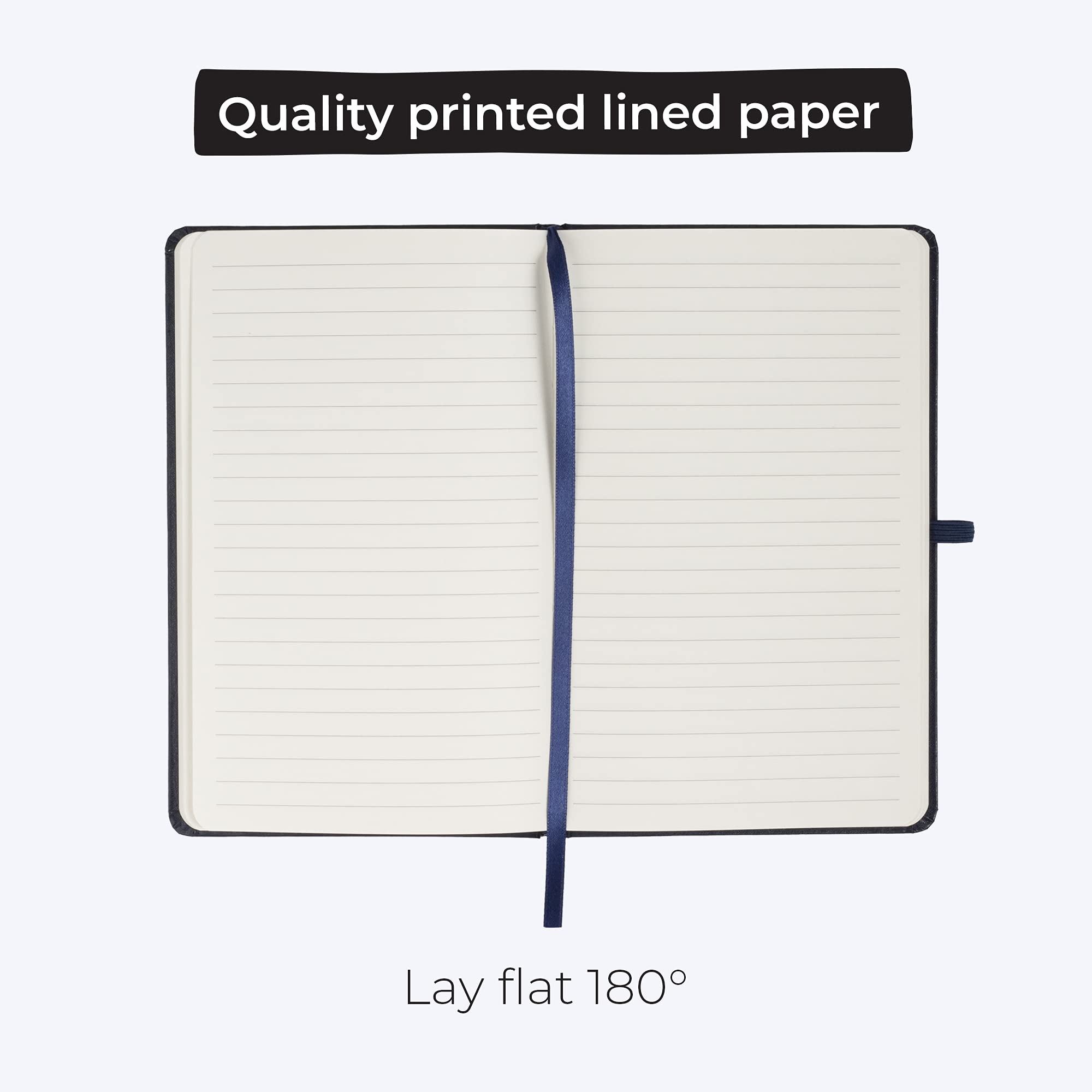 WallDeca Lined Journal Notebooks 4 Pack | Hard Cover, 240 Pages, College Ruled 21 x 13 cm, Ivory 80 GSM Paper | Notebooks for Work, School, Business, College, Notes, Journaling (4-Pack)