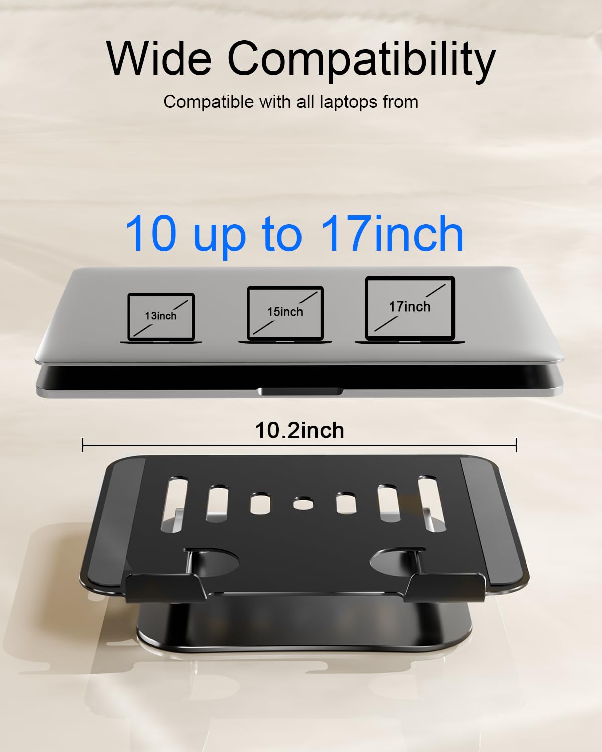 Laptop Stand Adjustable Laptop Stand for Desk Aluminum Laptop Stand Ergonomic Computer Stand Foldable Laptop Riser Portable Laptop Holder Compatible with All MacBook Notebook Laptop 10-17 Inch