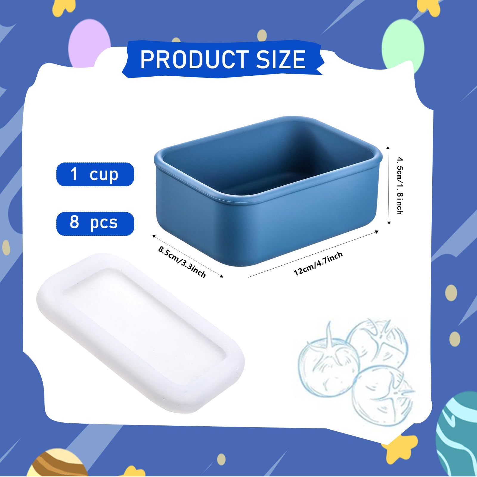 Silicone Soup Freezer Containers with Lid,8 Pcs 1 Cup Silicone Freezer Trays,Reusable Food Preserving Tray Freezing Trays for Storing and Freezing Soup, Sauce, Broth and Ice