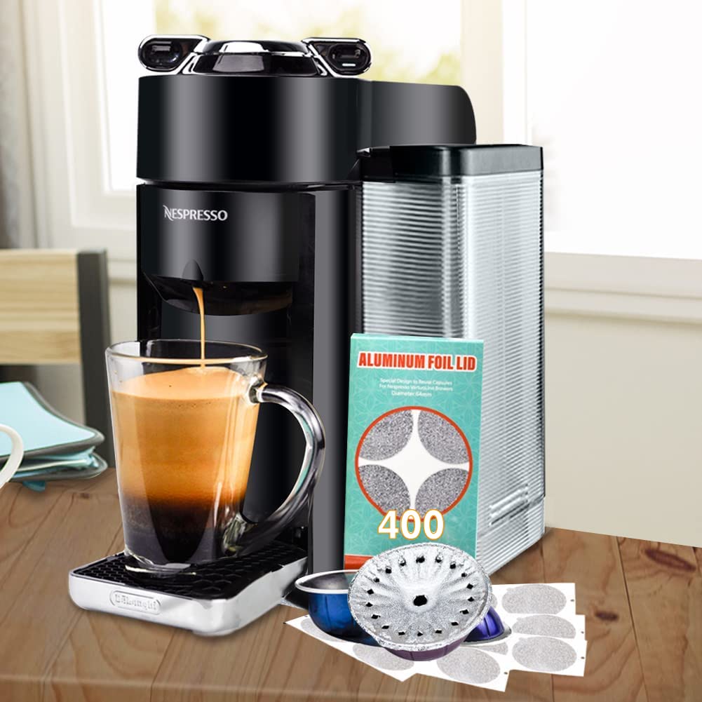 CAPMESSO Aluminum Foils Lids to Reuse Vertuoline Capsules Coffee Pods Compatible with Nespresso VertuoLine Machine 64mm(400/package)