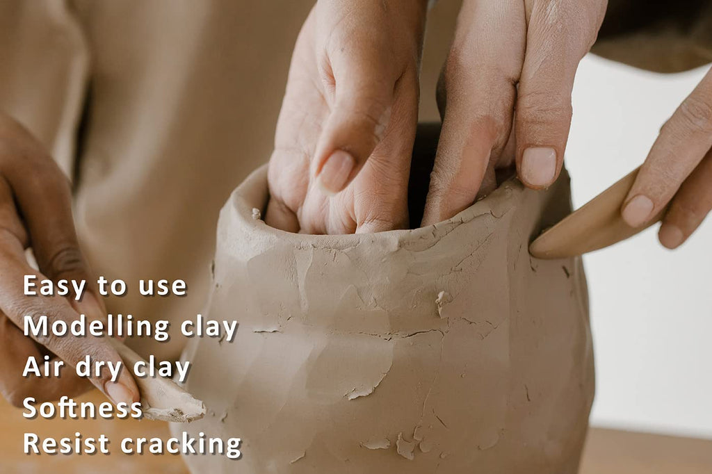 ReArt Natural Air-Dry Clay, Pottery Clay10LBs with 40 Pcs Pottery Tools Clay Sculpting Tool Set, All-Purpose Modeling Clay (White)