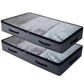 AMJ 2 Pack Soft Underbed Storage Containers with 4 Handles & Transparent Lid for Easy find,Durable Material, Foldable, Dark Gray
