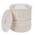 Vintage Ceramic Salt and Pepper Shaker Set Condiments Cellar Stacking Bowls With Lid