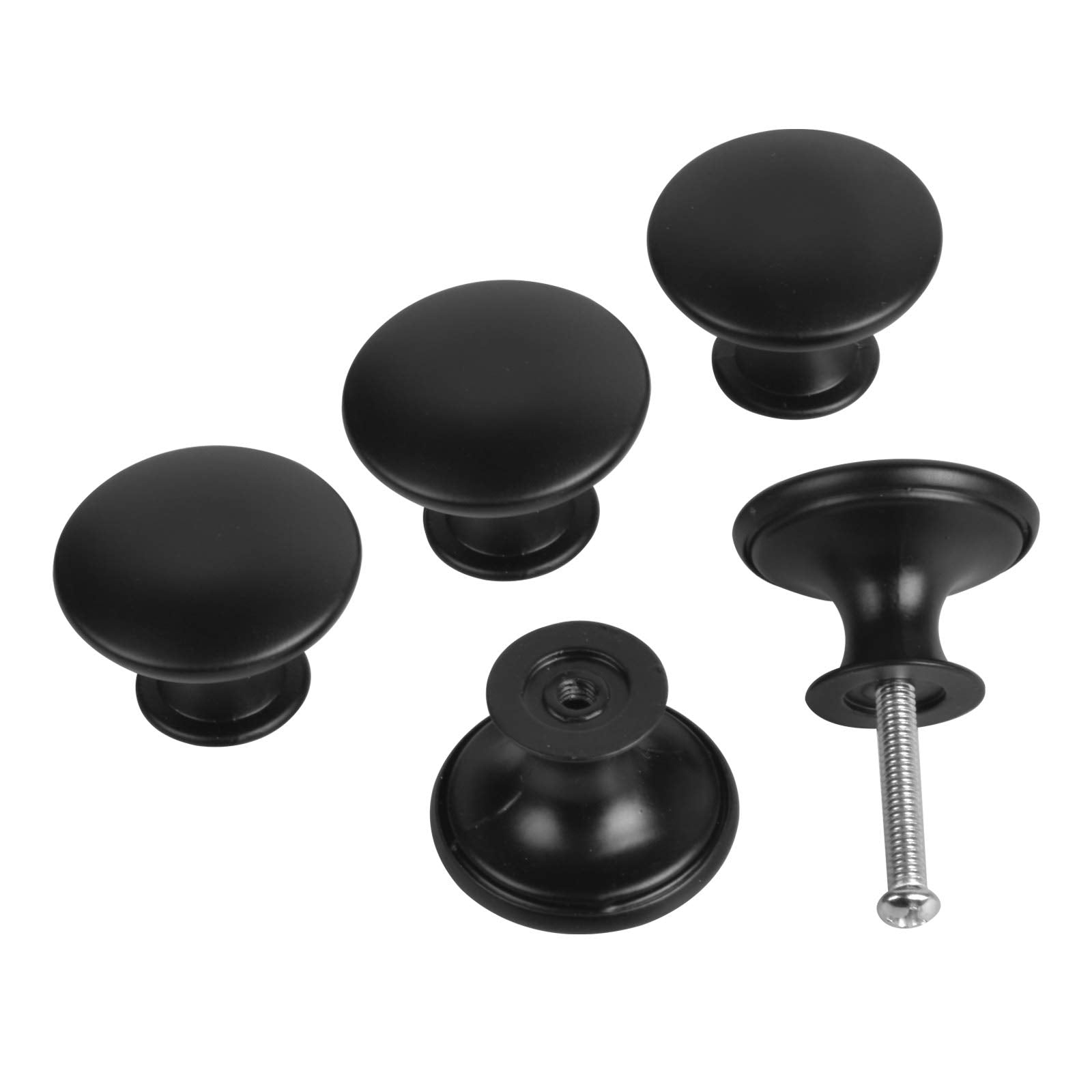 AvoDovA 20Pcs Black Kitchen Cabinet Knobs, Round Drawer Knobs Dresser Knobs Mushroom Door Handles Pulls Knobs Cupboard Drawer Pull Handles with Screws for Cabinet Drawer Kitchen Bathroom
