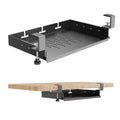 No Drill Under Desk Laptop Mount, Metal Under Desk Storage Shelf with Cable Management, Laptop Storage Tray for MacBook, Keyboard, Mac Mini, Anti-Scratch Silicone, Fits Office, Gaming, Workstations