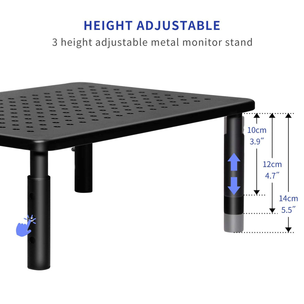 ERGOMAKER Monitor Stand 2 Packs - Height Adjustable Ergonomic Monitor Riser with Vented Metal Platform for Computer, Laptop, iMac, PC, Printer