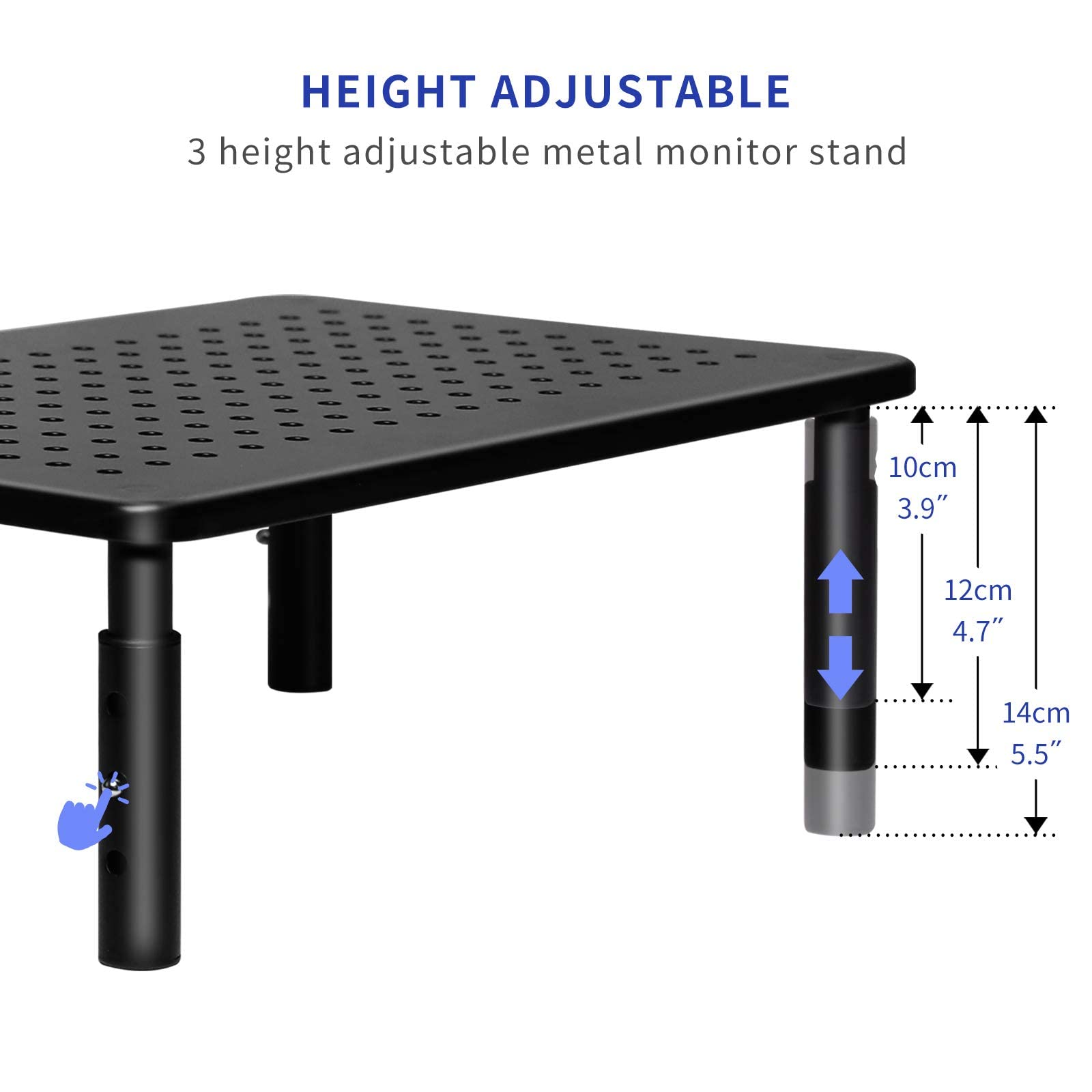 ERGOMAKER Monitor Stand 2 Packs - Height Adjustable Ergonomic Monitor Riser with Vented Metal Platform for Computer, Laptop, iMac, PC, Printer