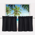 Pickluc 24 Inch Long Tier Curtains for Small Window, Short Blackout Curtain with Rod Pocket - Half Window Curtains for Kitchen, Cabinet, Basement, Camper, 2 Panels, Black, 30 Inches Wide