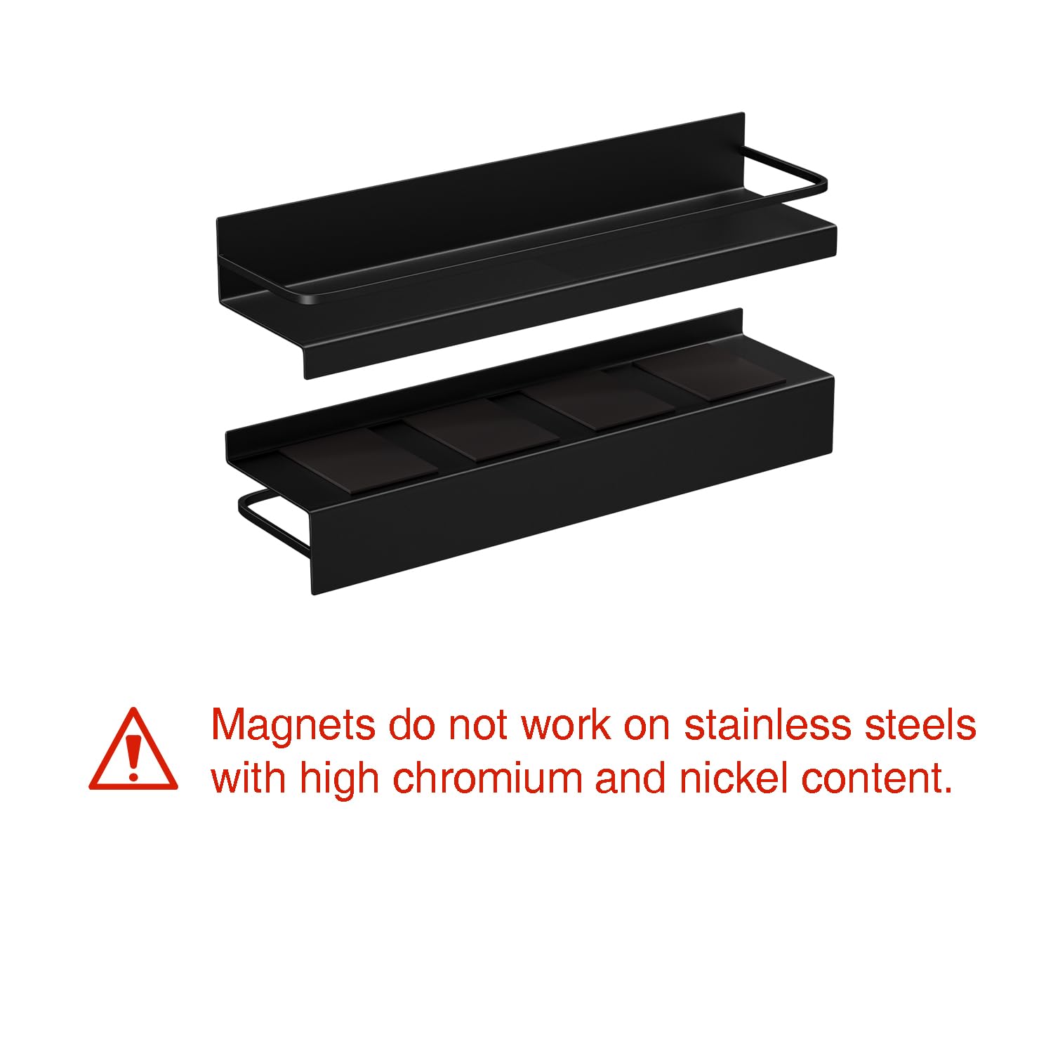 WUIVIUT Magnetic Shelf for Stove Kitchen Spice Rack, 15" Top Storage Over The Stove, Magnetic for Organization Back of Stove (Black, 2 Pack)
