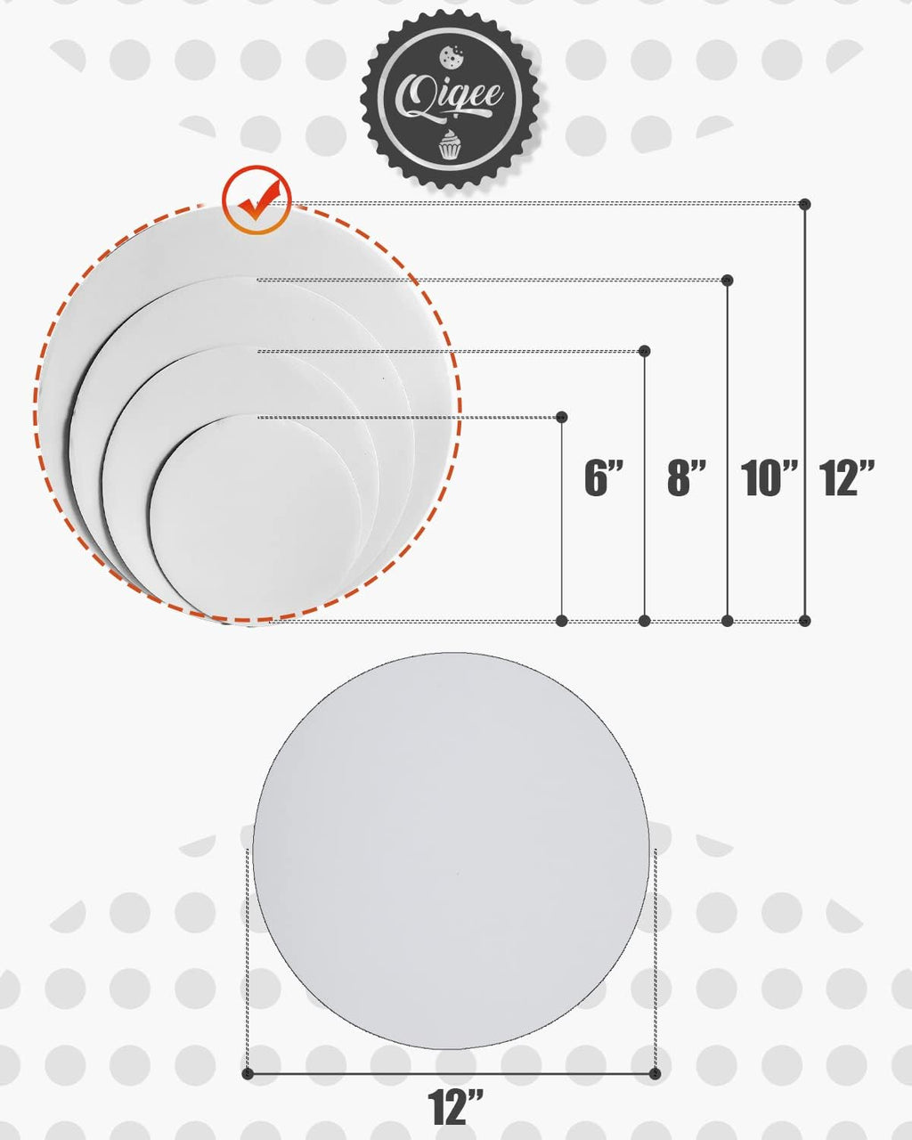 qiqee 12 Inch White Cake Boards Round 30-Packs Circles Rounds Base Food-Grade Cardboard Cake Plate(Thinner But Stronger)