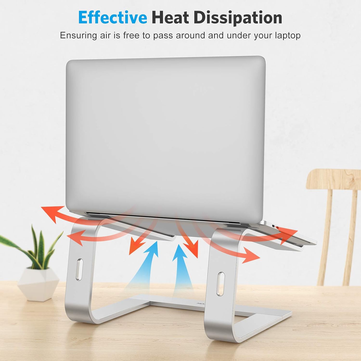 Laptop Stand, OMOTON Laptop Mount, Aluminum Laptop Holder Riser Stand for Desk, Compatible with MacBook Air/Pro, Dell, HP, Lenovo and All Laptops (10-15.6 inch),Silver