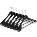 TOPIA HANGER Wide Shoulder Wooden Hangers, Suit Hangers with Non Slip Pants Bar & 360° Swivel Hook, Solid Wood Heavy Duty Coat Hanger, 6 Pack (Matte Black)-CT02B