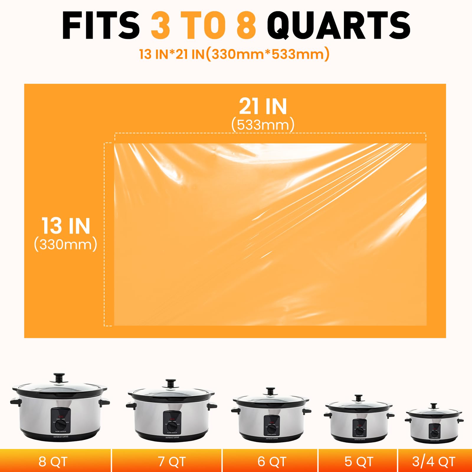 40 Pack Slow Cooker Liners, Large Size 13"x 21" Cooking Bags Disposable Pot Liners, Plastic Slow Cooker Bags Fits 3-8 Quarts, BPA Free, Suitable for Oval & Round Pot