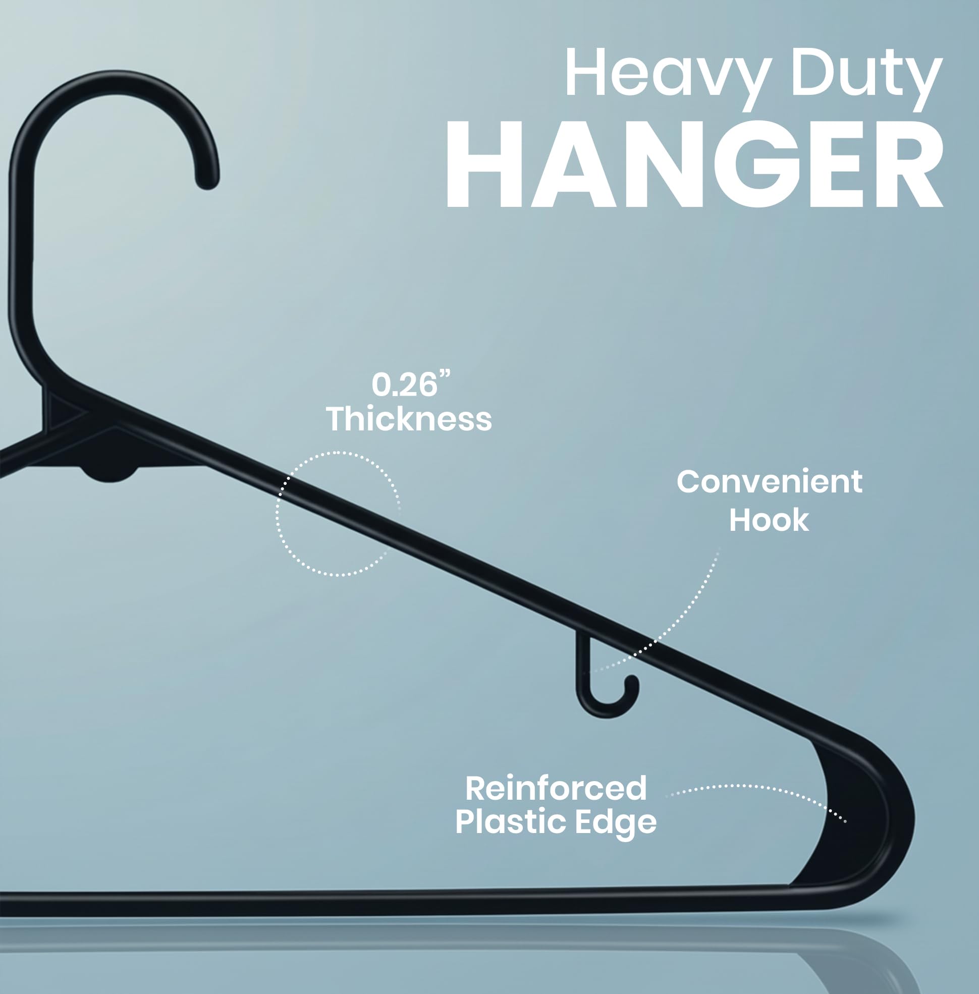 Utopia Home Plastic Hanger, 50 Pack, Black Clothes Hangers with Hooks, Durable Heavy Duty Coat Hangers for Shirts, Pants, Skirts, Jackets, Blouses, Dresses, and Everyday Closet Organization