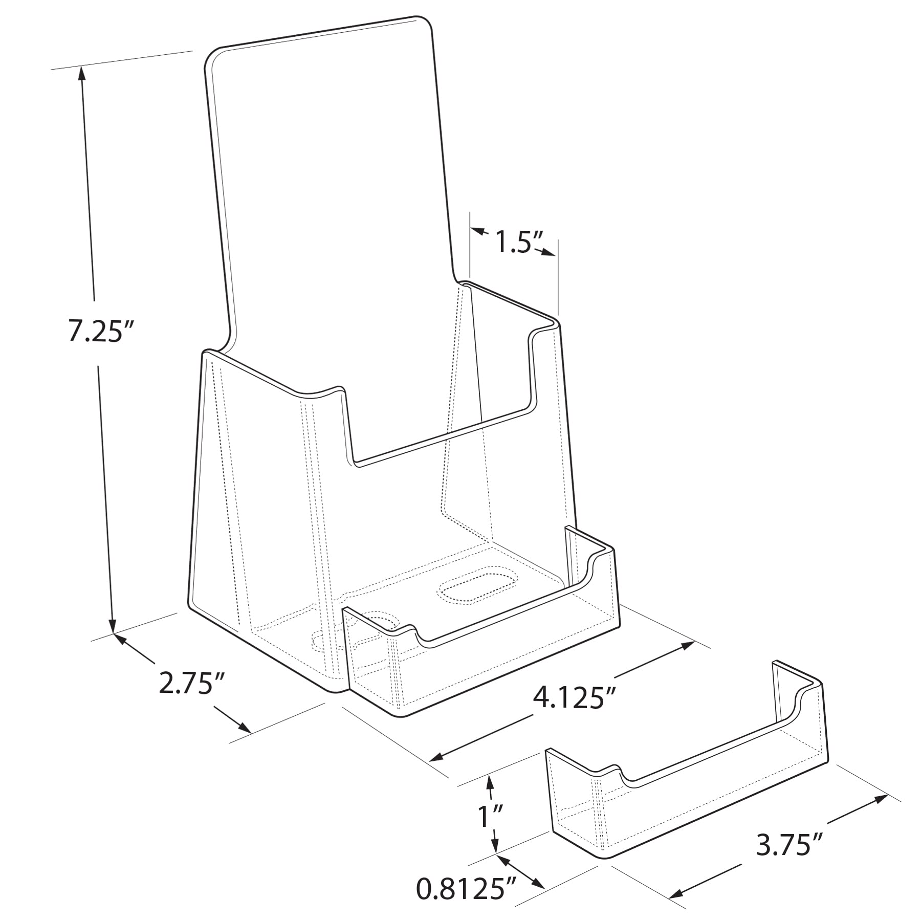 Azar Displays 252922-2PK Counter Trifold Brochure Holder with Business Card Pocket, 2-Pack, Clear
