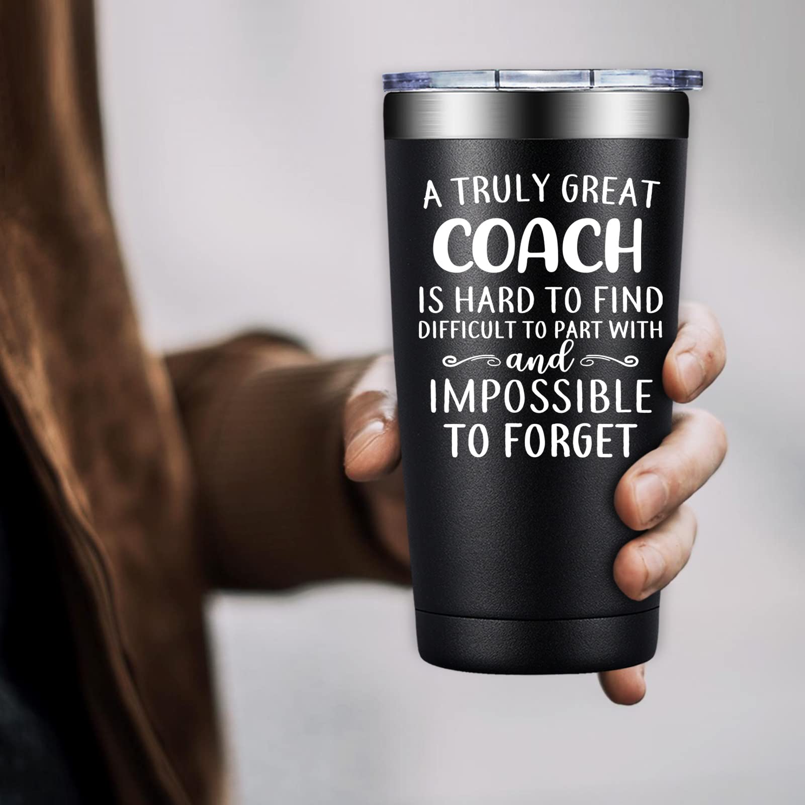 DOEARTE Hockey Coach Gifts - Coach Gifts for Men - A Truly Great Coach is Hard to Find - Volleyball, Soccer, Football, Swim, Basketball Coach Gifts - Coach Tumbler 20oz