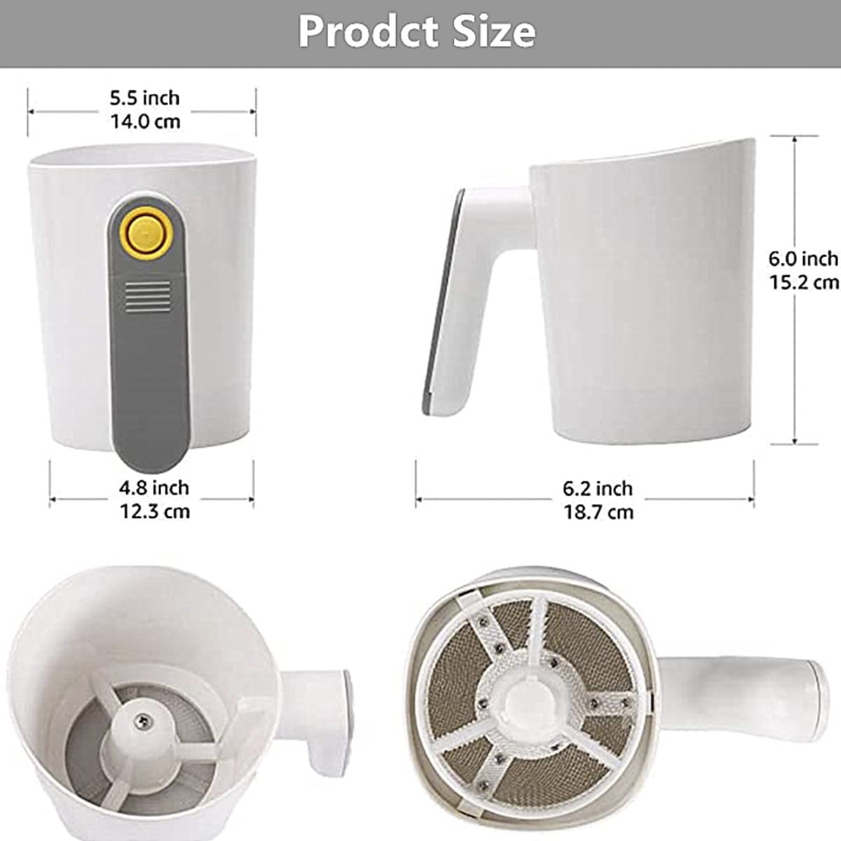 4 Cup Electric Flour Sifter, Fine Mesh Stainless Steel Baking Sieve Handheld Flour Sieve, Automatic Flour Strainer Battery Operated Powder Sieve Strainer for Baking Cakes, Pastries, Pies and Desserts
