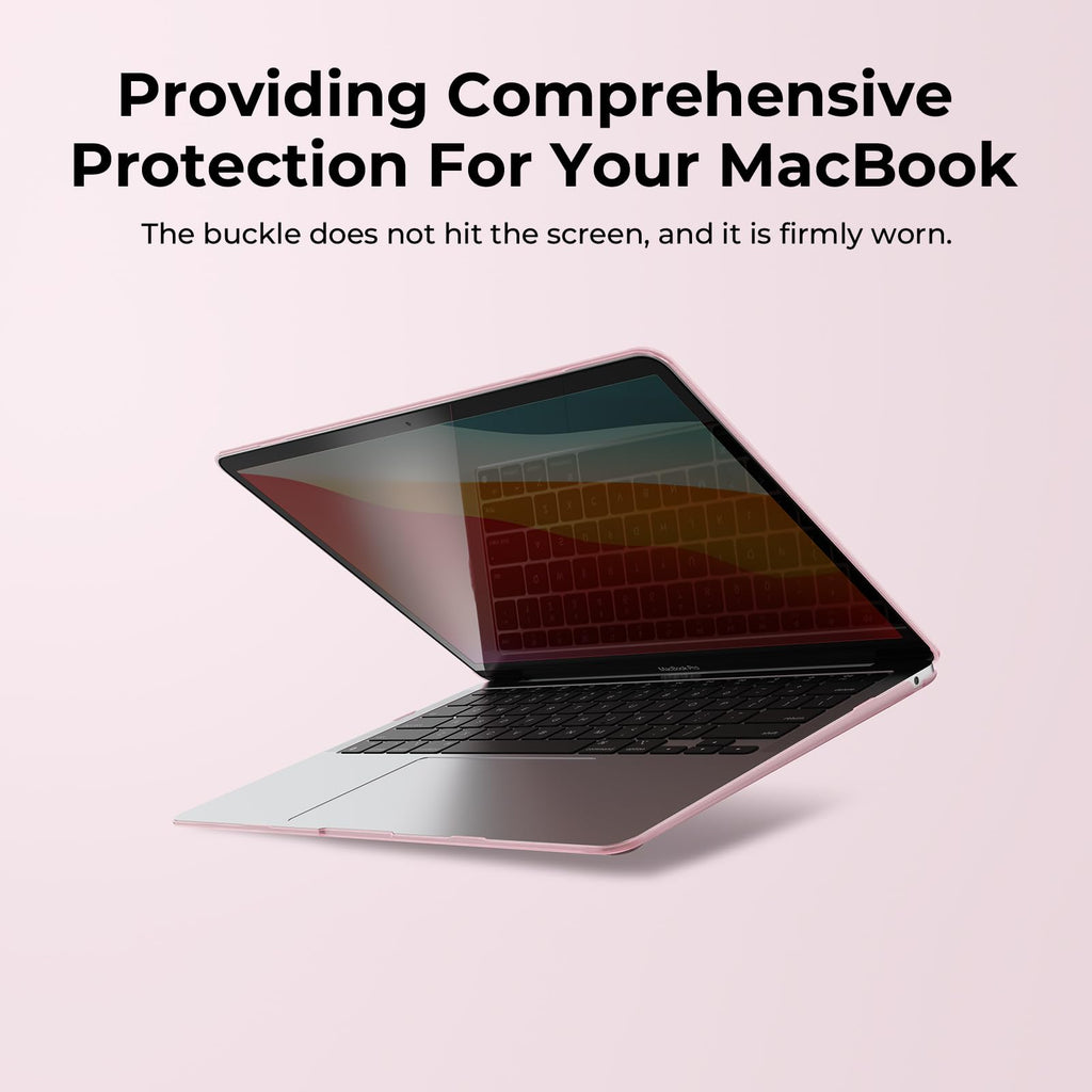 EooCoo Compatible with MacBook Air 13.3 inch Case 2018-2021 Release M1 Chip Model A2337 A2179 A1932 with Retina Display, MacBook Air 13 Case + TPU Keyboard Skin+ Screen Protector, Crystal Pink