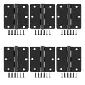 6 Pack Matte Black Door Hinges 3x3 Inch Standard Bedroom Black Hinges for Interior Doors Rounded 1/4" Radius Corners Iron Hinge Door Round Hinge Hardware