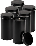 Yesland 6 Pack Tea Tin Canister with Airtight Double Lids, 32 Fl Oz Tin Can Box and Large Round Kitchen Canisters for Loose Tea, Coffee, Candy, Herbs and Spices(Black)