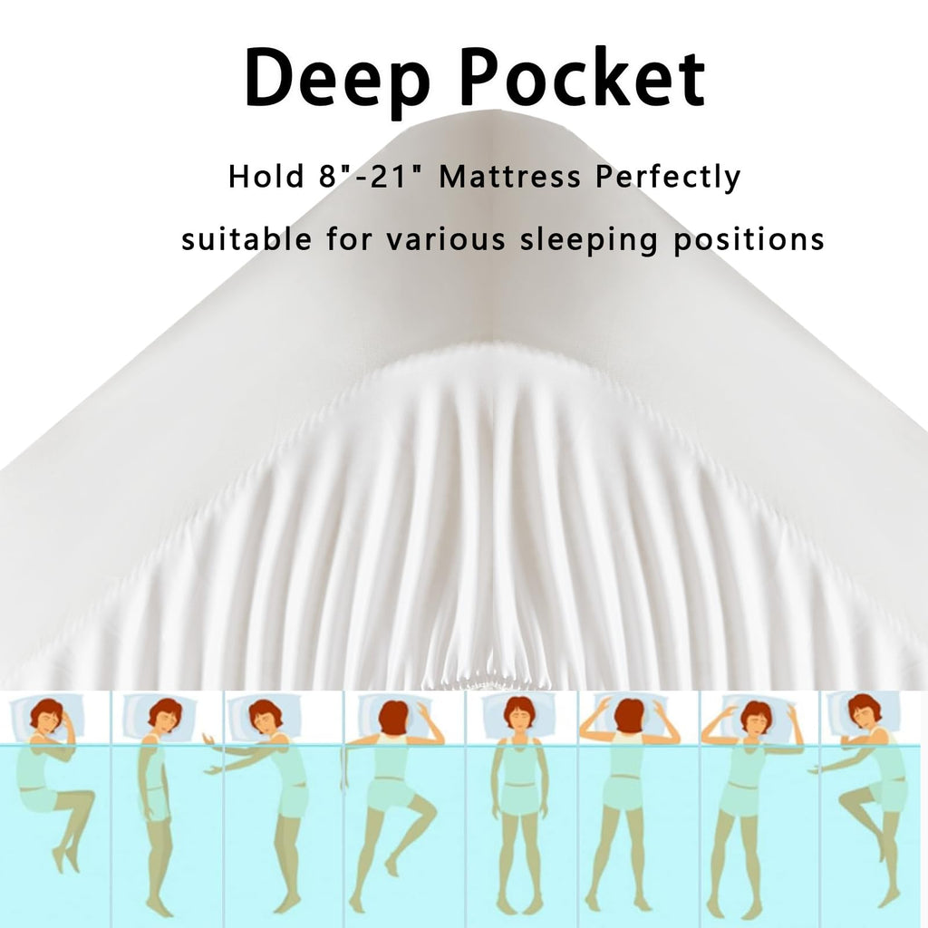 BETENWEL Queen Size Mattress Pad Pillow Top Mattress Cover with Down Alternative Fill- Breathable Mattress Topper Deep Pocket Fits Mattress 8-21 Inches Soft Mattress Protector (60 x 80 Inch, White)