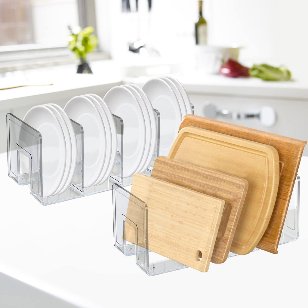 SAYEEC Acrylic File Holder, Clear File Sorter Desk File Organizer, Sturdy Desktop File Folder Organizer Rack for Envelopes Mail Letter Paper Notebook Electronics Office Supplies (4 Sections, 2 Pack)