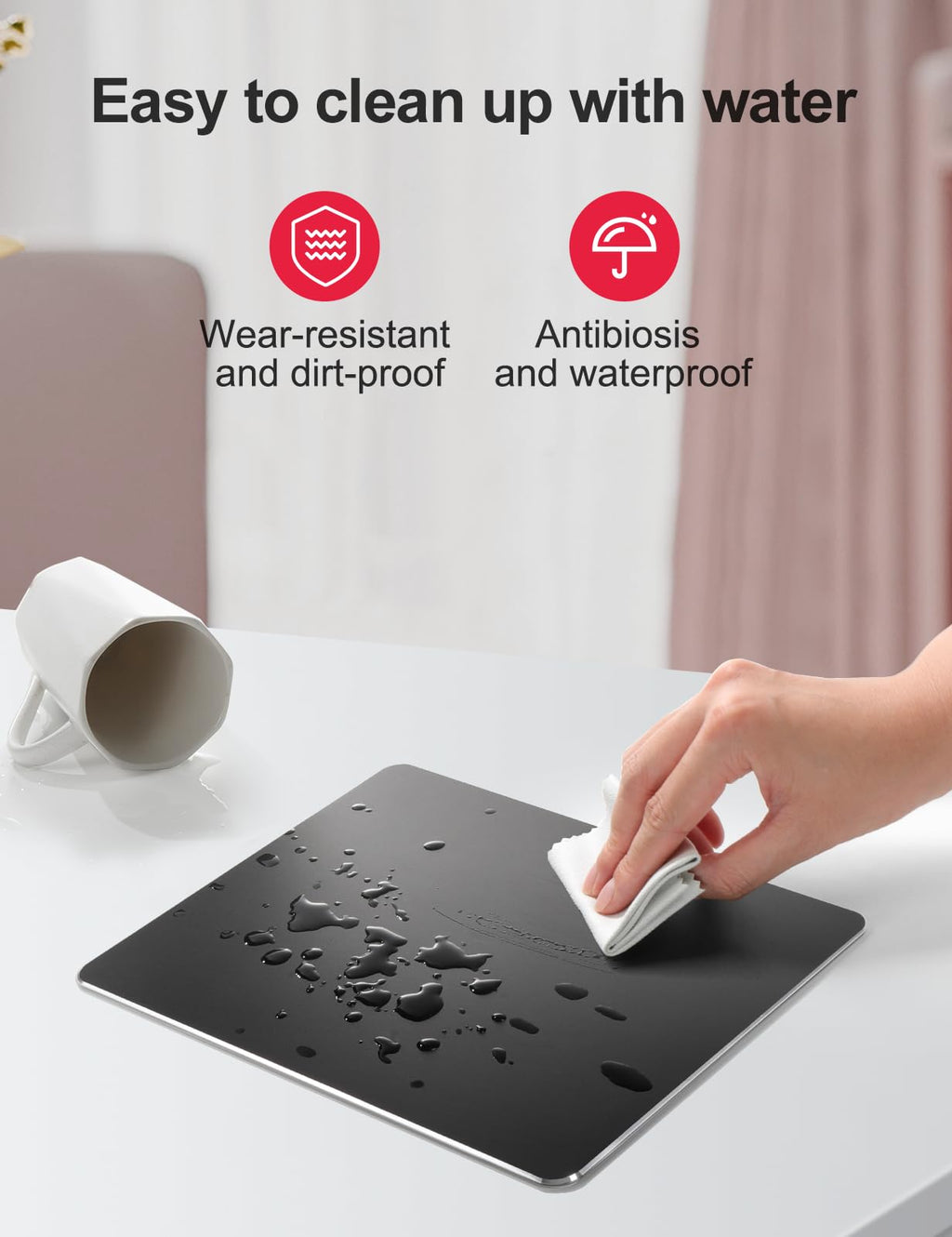 Hard Black Metal Aluminum Mouse Pad Mat Smooth Magic Ultra Thin Double Side Mouse Mat Waterproof Fast and Accurate Control for Gaming and Office((Large 11.81X9.45 Inch)
