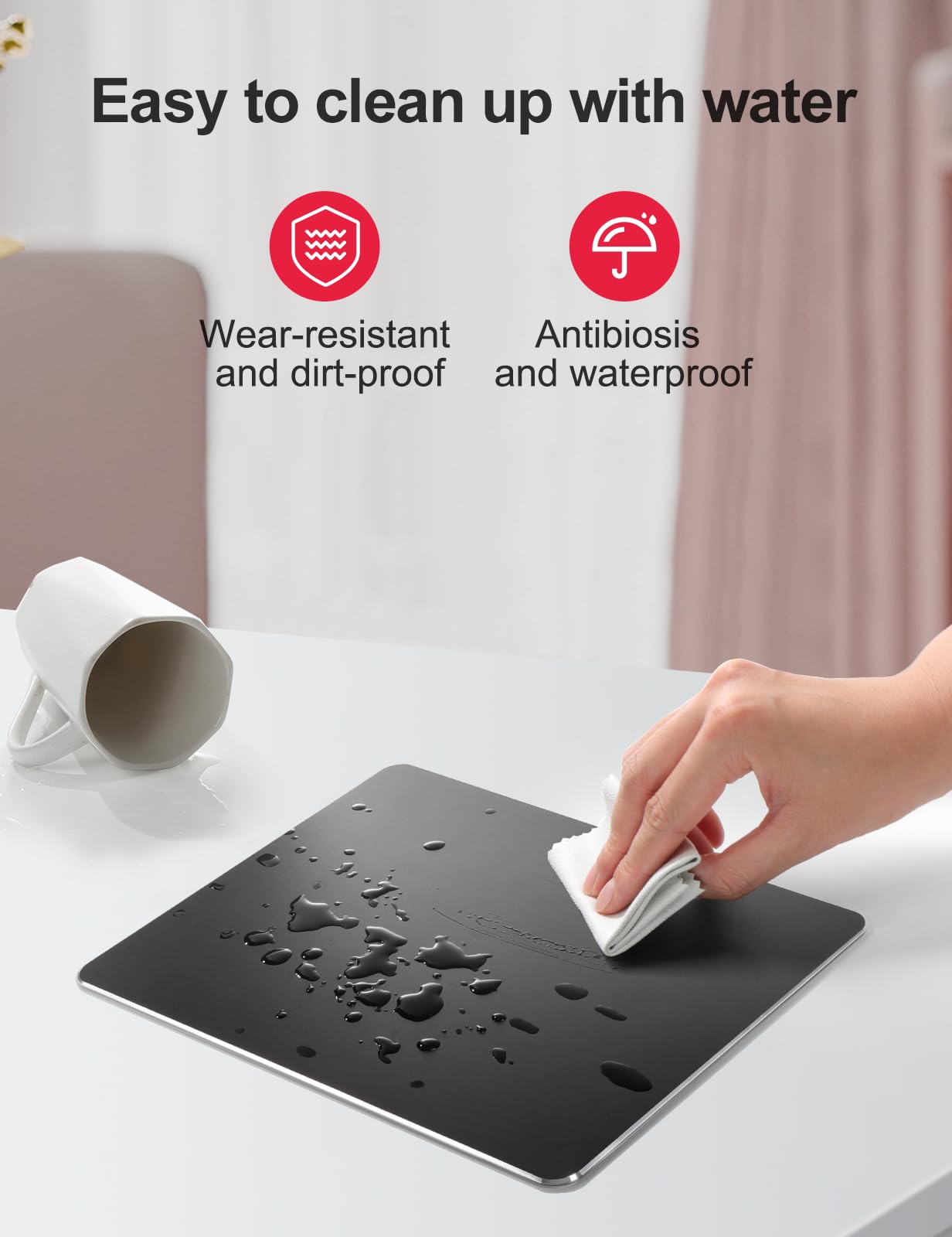 Hard Black Metal Aluminum Mouse Pad Mat Smooth Magic Ultra Thin Double Side Mouse Mat Waterproof Fast and Accurate Control for Gaming and Office((Large 11.81X9.45 Inch)
