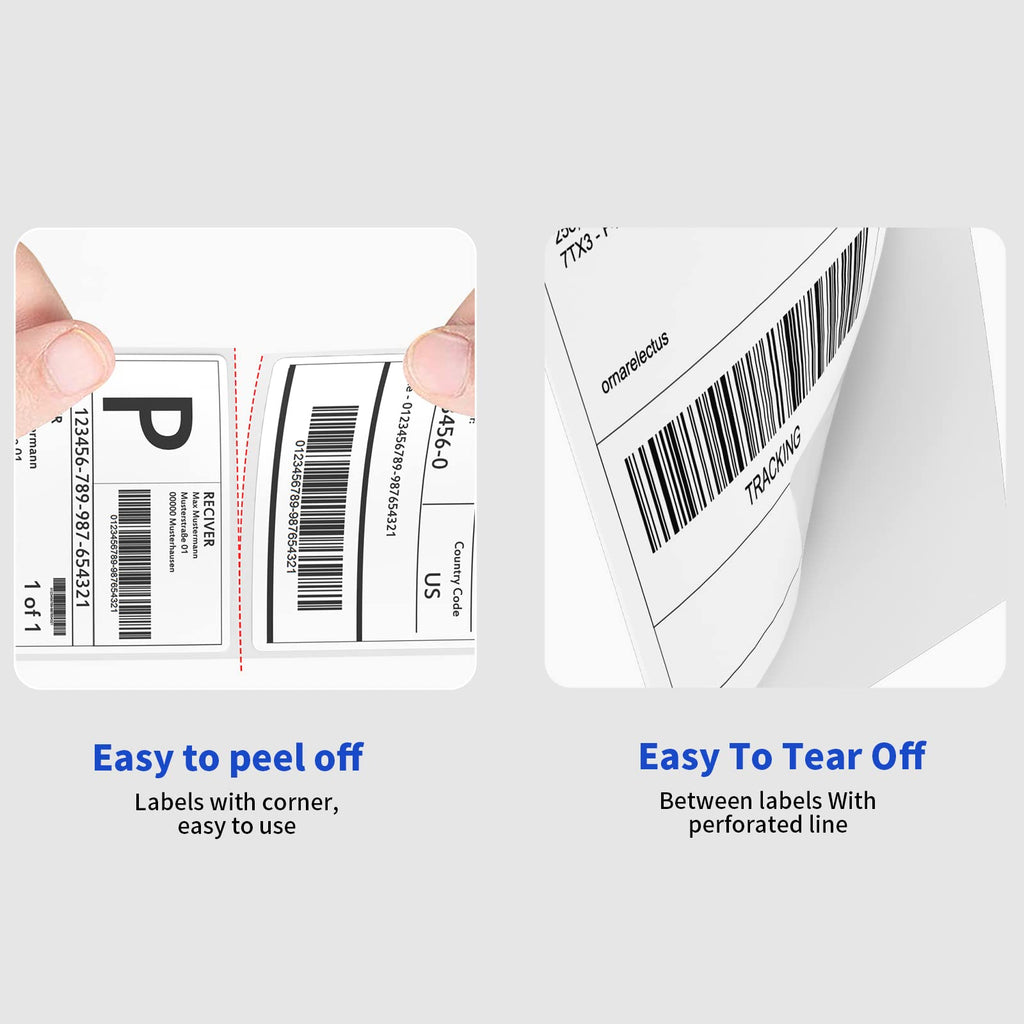 NefLaca 4" x 6" Fanfold Direct Thermal Labels, 500 Labels White Perforated Shipping Labels Compatible with Zebra, Elton Printers (1 Stacks 500 Labels)