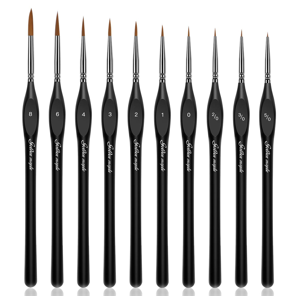Detail Paint Brushes Set 10pcs Miniature Brushes for Fine Detailing & Art Painting - Acrylic, Watercolor,Oil,Models