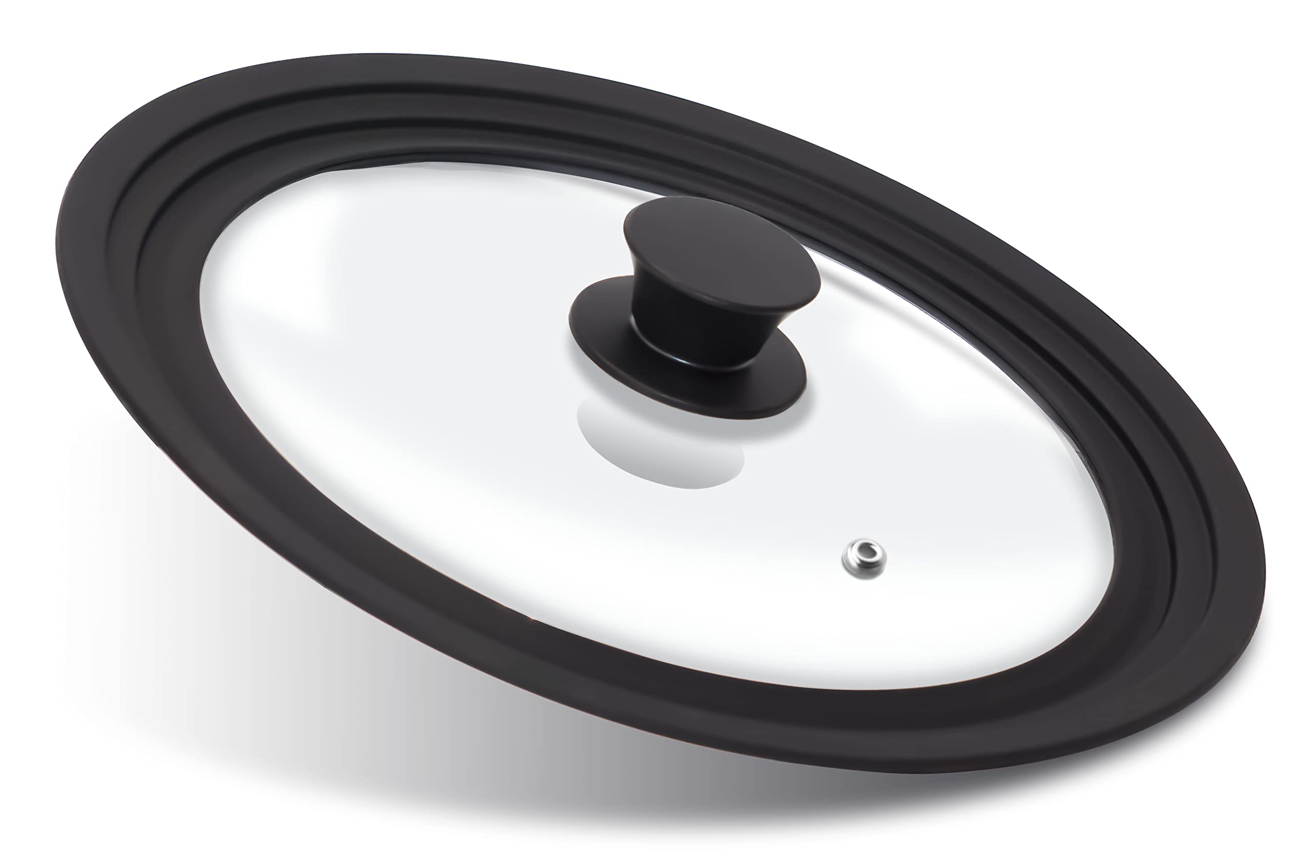Anaeat Silicone Universal Lid for Pots, Pans and Skillets - Tempered Glass with Heat Resistant Silicone Rim Fits 10", 11" and 12" Diameter Cookware -Easy to Use Replacement Frying Pan Cover