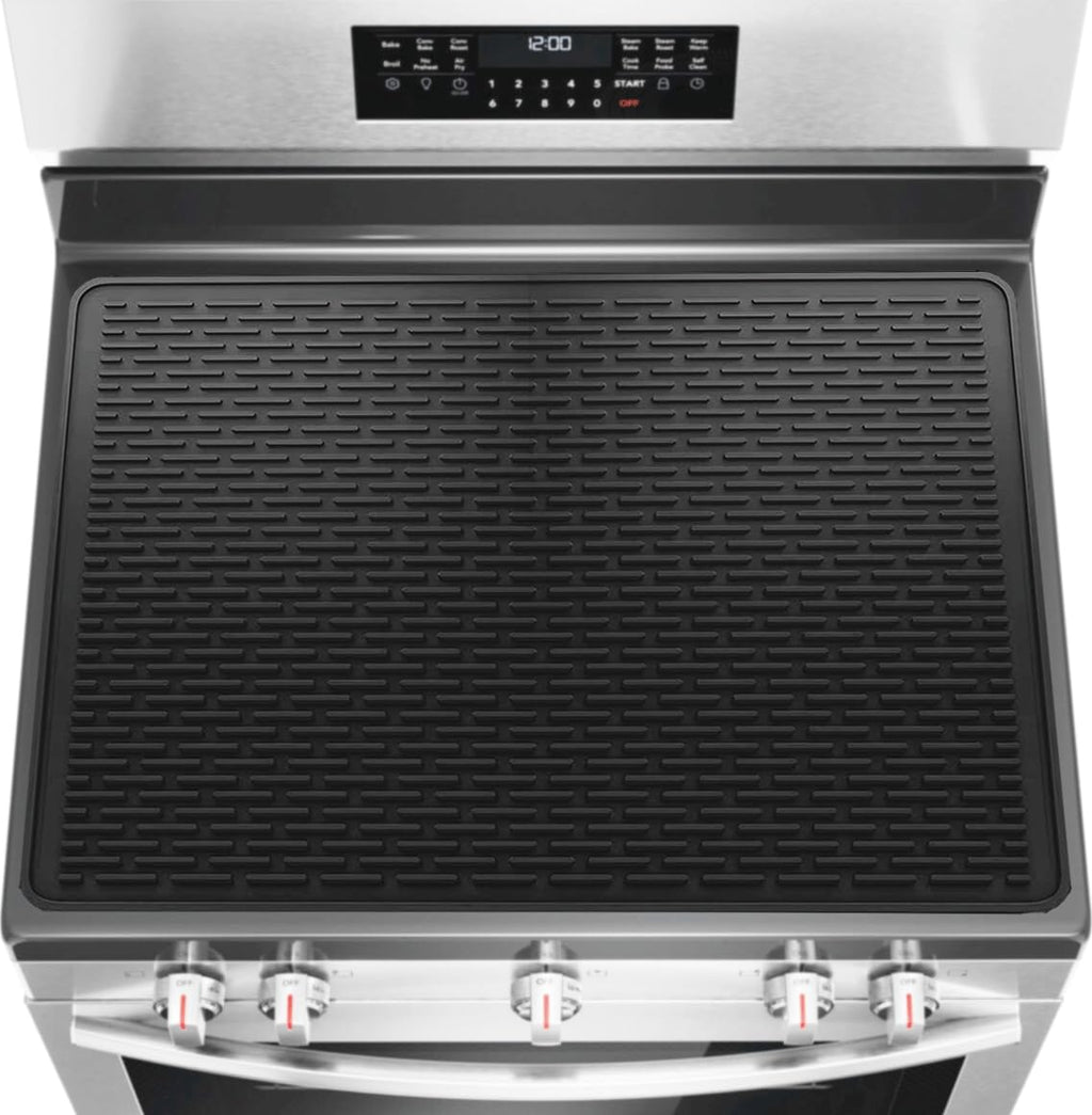Electric Stove Top Cover 30In Silicone Heat Resistant Glass Ceramic Stovetop Protector Mat, Prevents Scratching, Expands Usable Kitchen Space (Black, 30*21inch)