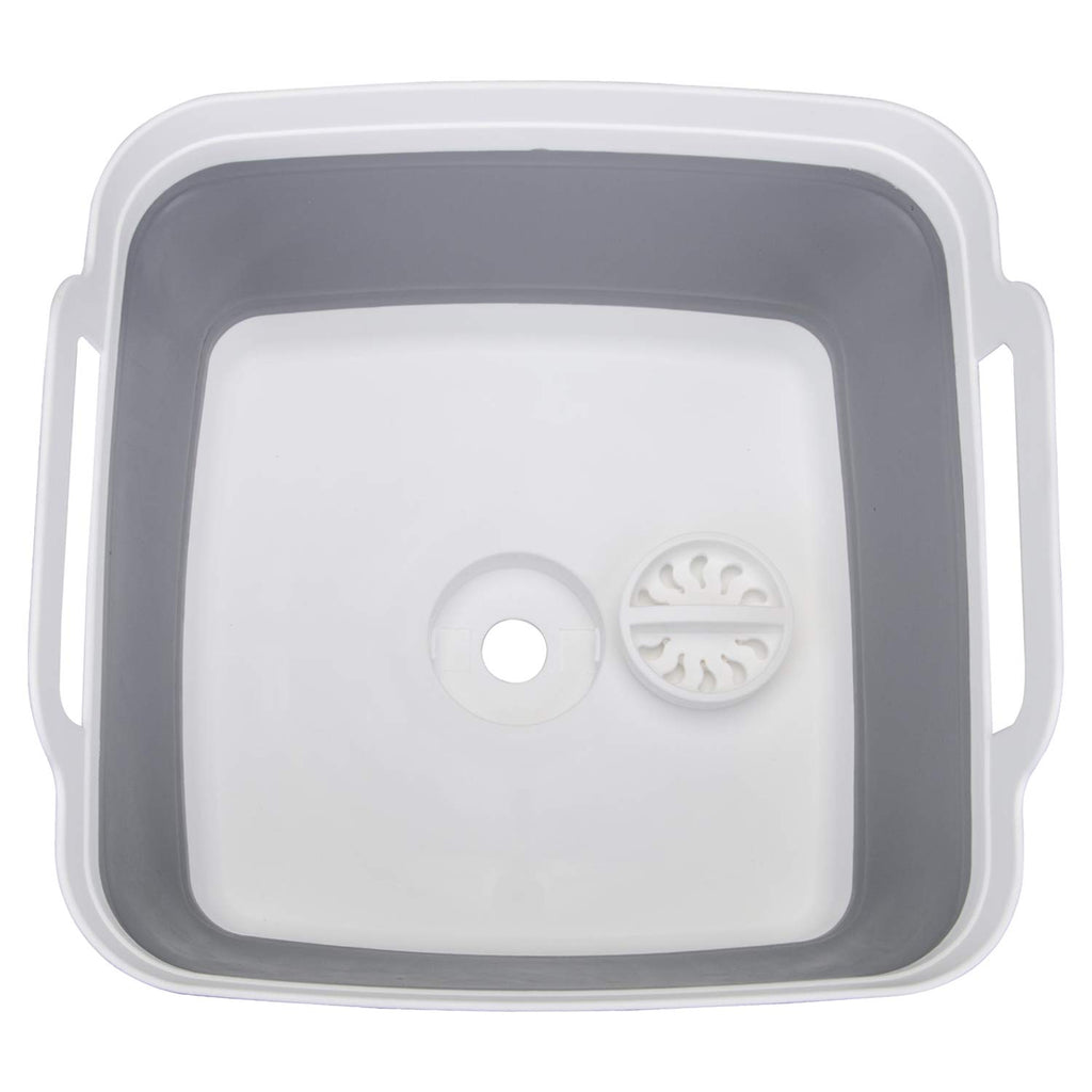 Suwimut 2 Pack Collapsible Wash Basin with Drain Plug Carry Handles, 9L Large Collapsible Sink Tub Portable Dish Tub Foldable Dishpan for Kitchen Sink, Camping Dish Washing Tub, Gray