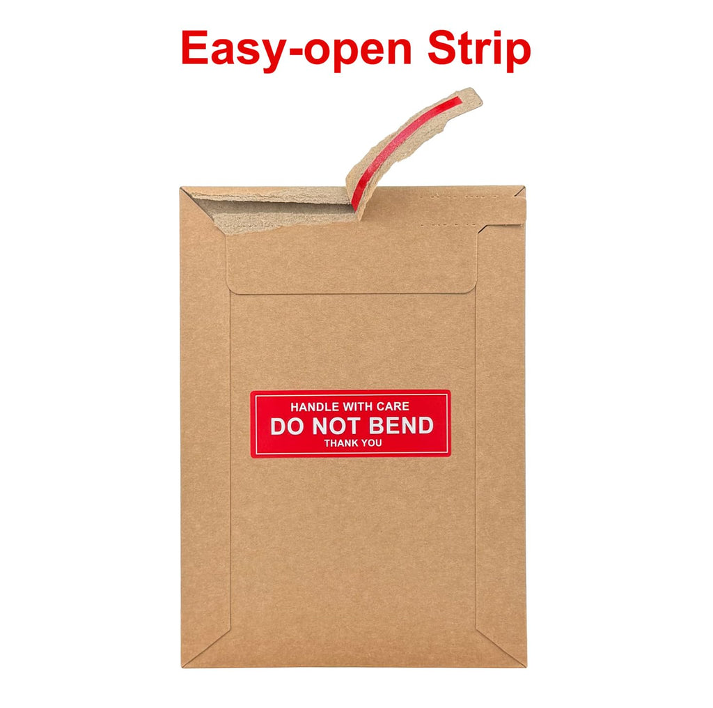 Neehows 100 Pack 5x7 Rigid Mailers Cardboard Envelopes, 400GSM Kraft Photo Mailers Shipping Envelope with DO NOT Bend Labels, Small Stay Flat Self Seal Document Envelope for Trading Cards- Brown