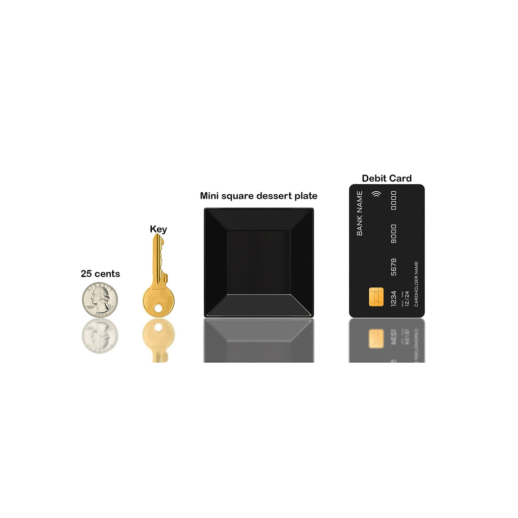 Exquisite Plastic Mini Square Appetizer Plates - 100 Ct Square plastic Dessert Plates - 2.95 Inch. x 2.95 Inch. (Black)